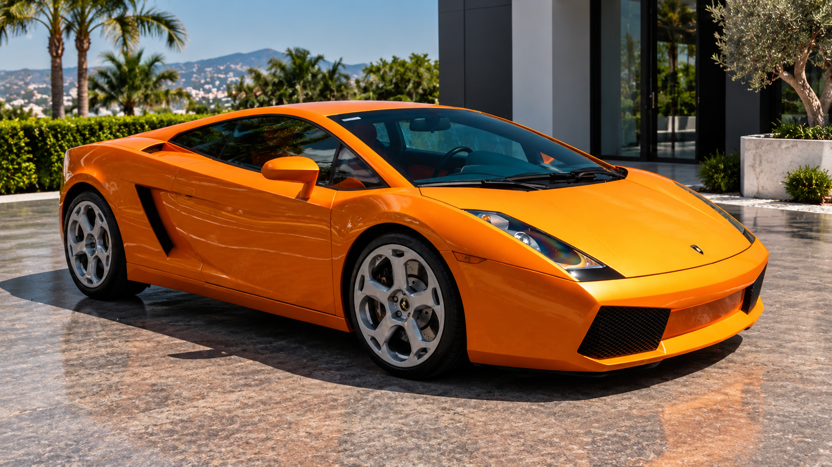 Lamborghini Gallardo in Arancio Borealis — front view, historic automotive colour reference for Phoenix designation L0E2