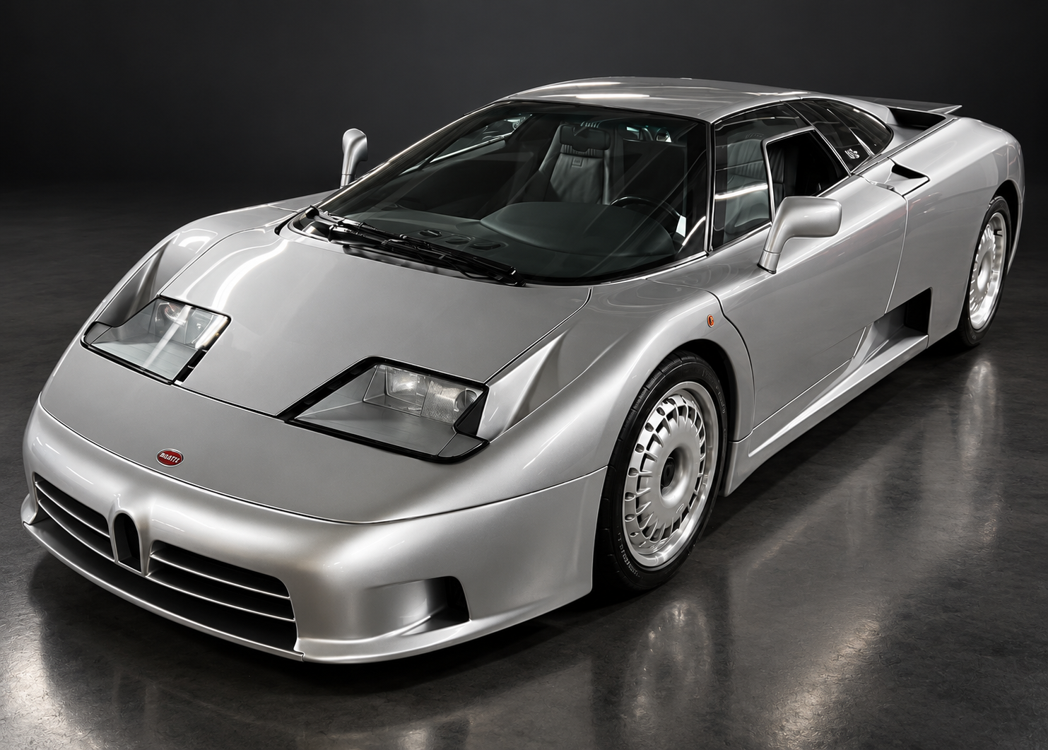 Bugatti EB110 GT front three-quarter view — historic automotive colour reference for Silver Surfer designation WW-3411100100