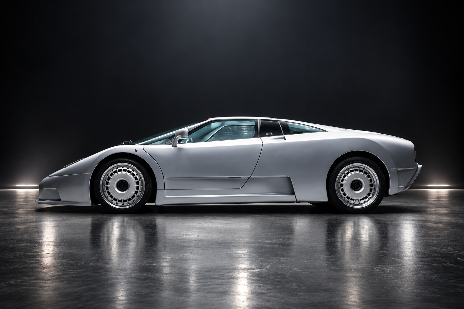 Bugatti EB110 GT side profile view — historic automotive colour reference for Silver Surfer designation WW-3411100100