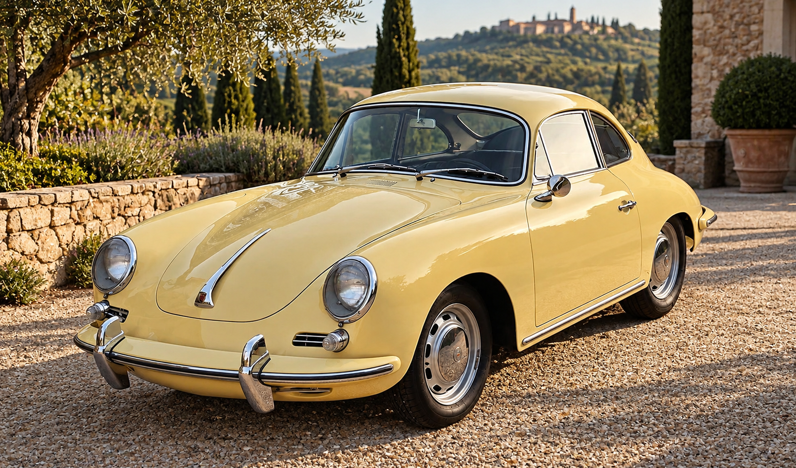 Porsche 911 in Champagnergelb L6405 — historic automotive colour reference