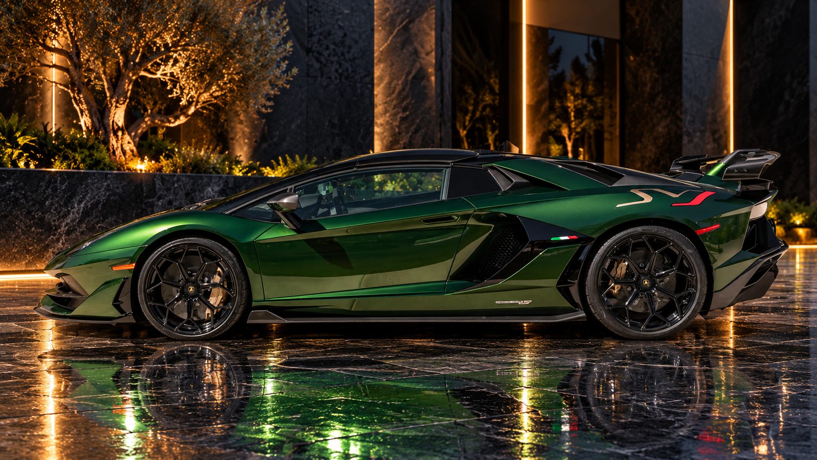 Lamborghini Aventador LP770-4 SVJ Roadster in Verde Ermes — front three-quarter view, historic automotive colour reference for The Verdant God designation WW-2026012101